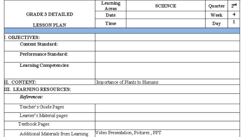 Science DLP THEA 1 - Information please - GRADE 3 DETAILED LESSON PLAN ...
