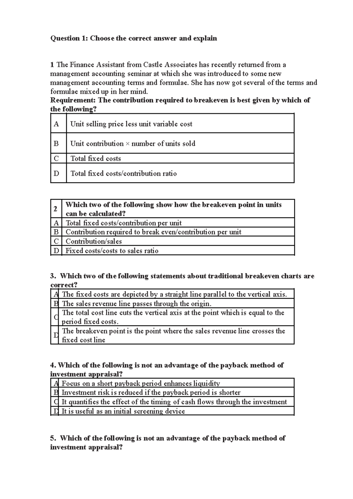 Test 2 - Hay: Management Accounting Concepts & Breakeven Analysis - Studocu