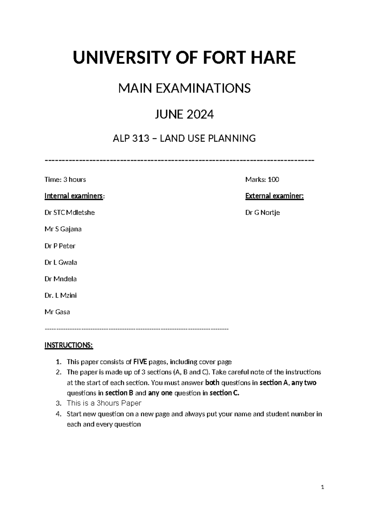 ALP 313 Final Exam June 2024: Land Use Planning Guidelines - Studocu