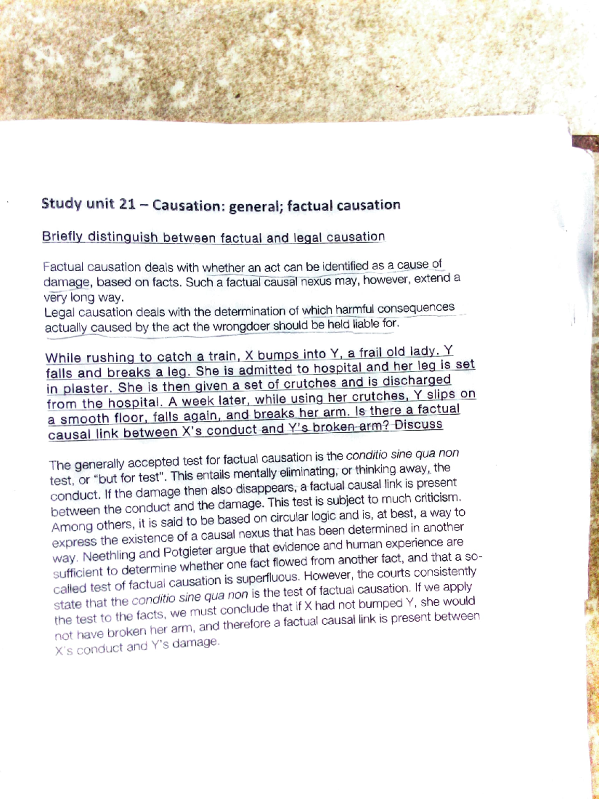 2 - Best for law student - Study unit 21 Causation: factual causation ...