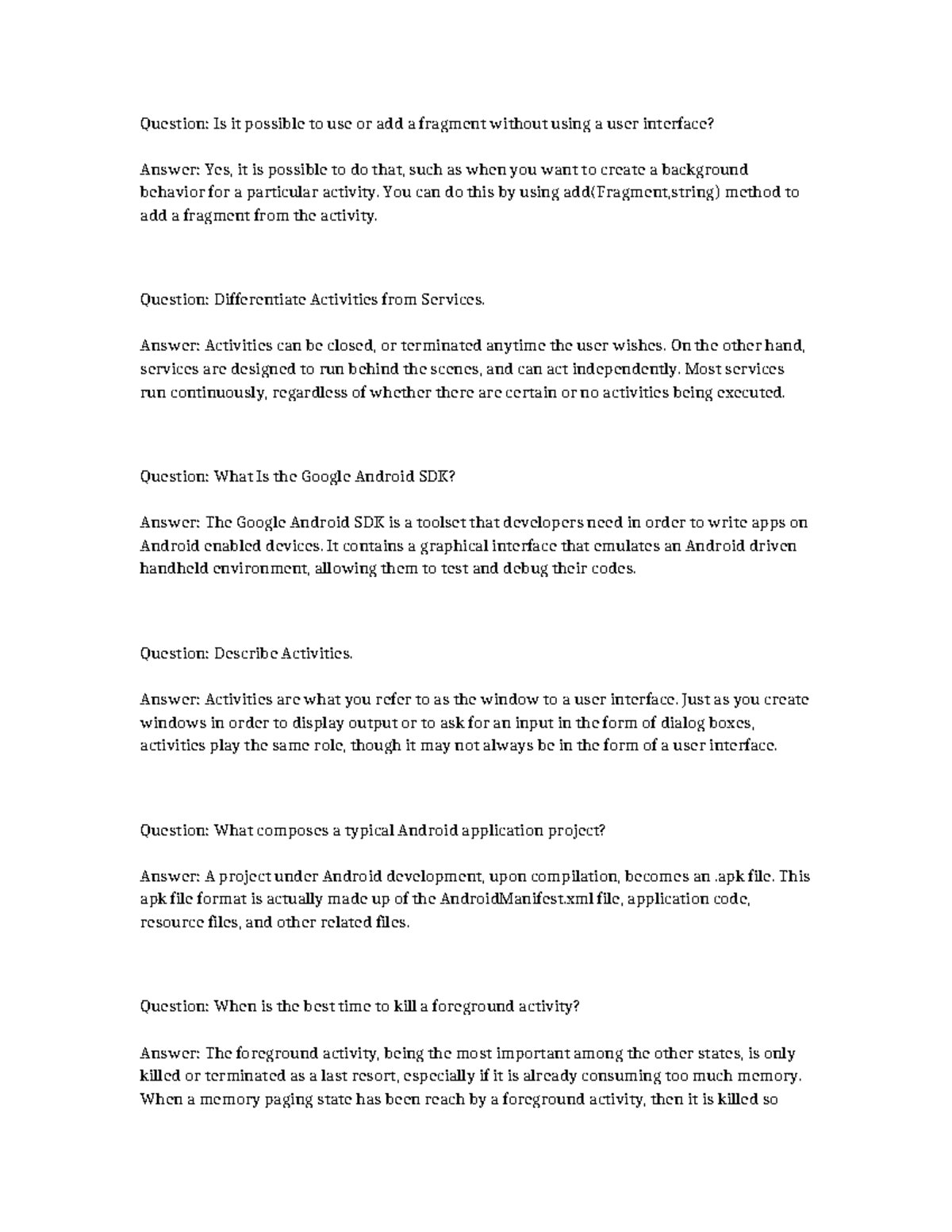 Android Development Concepts: Activities, Services, & SDK Overview ...