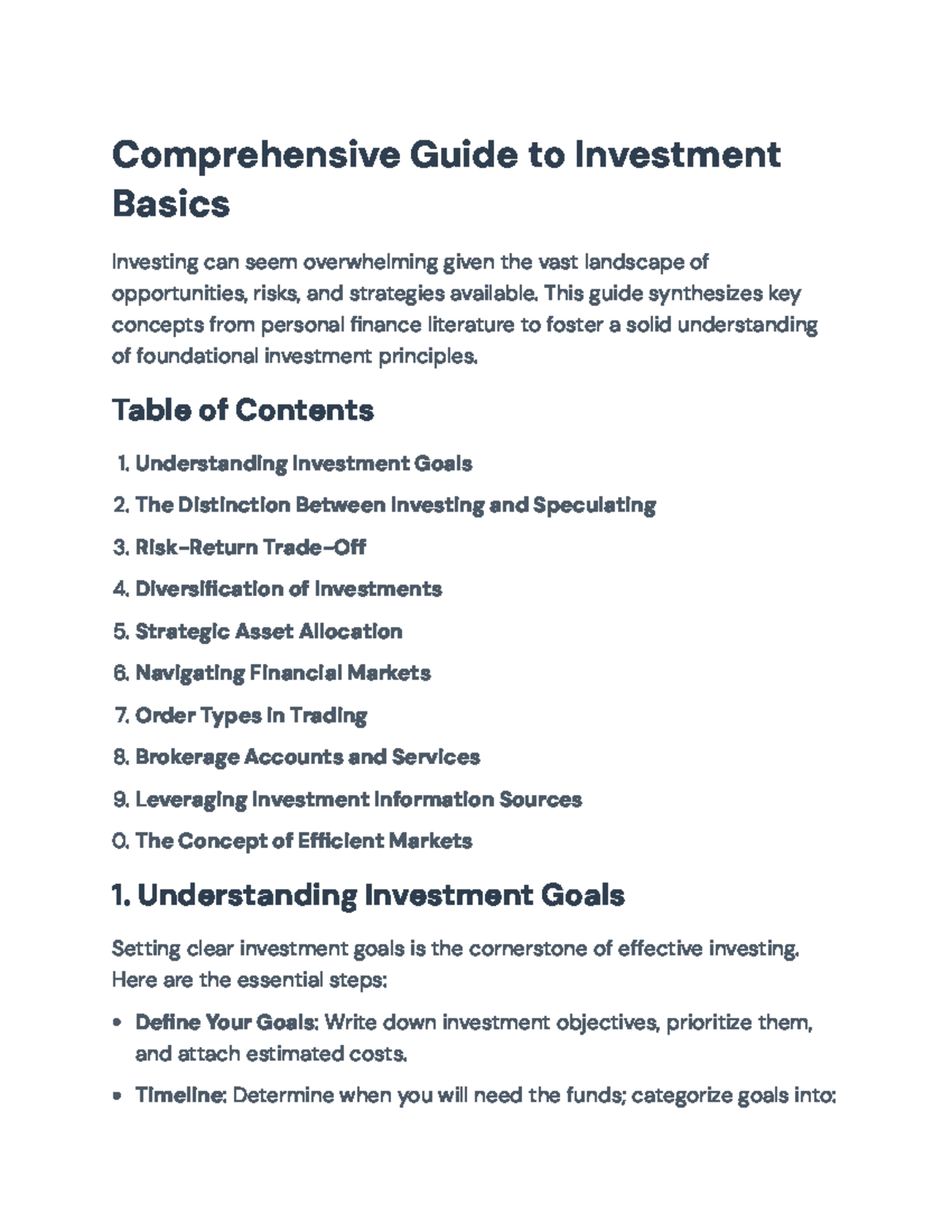 Comprehensive Investment Guide: Strategies and Principles for Success ...