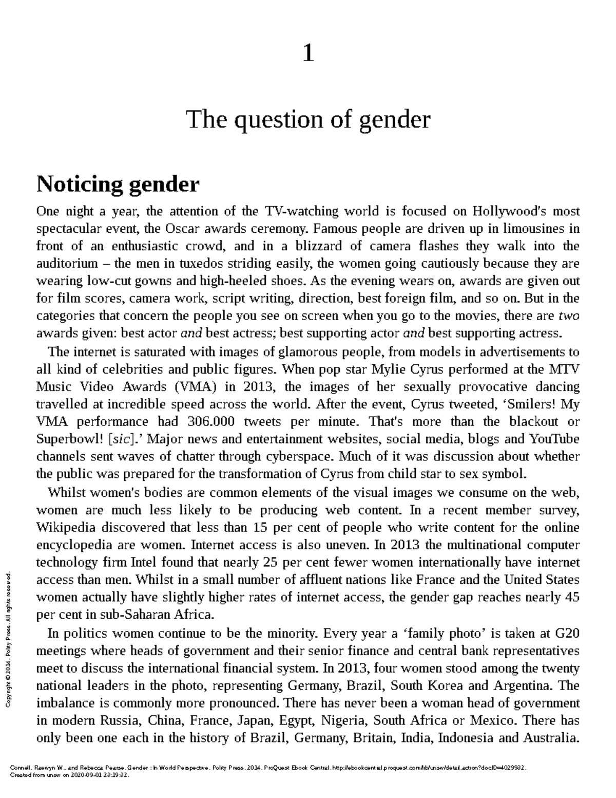 Connell and Pearse - Key Insights on Gender Issues - Studocu