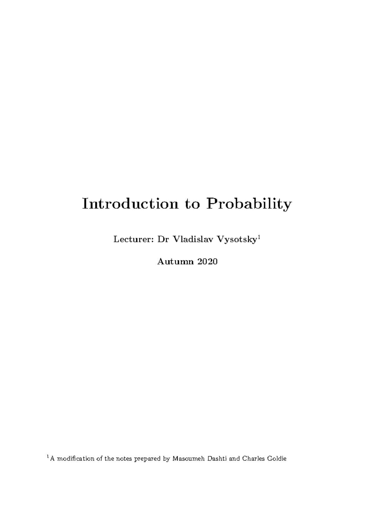 Introduction to Probability Lecture Notes - Introduction to Probability ...