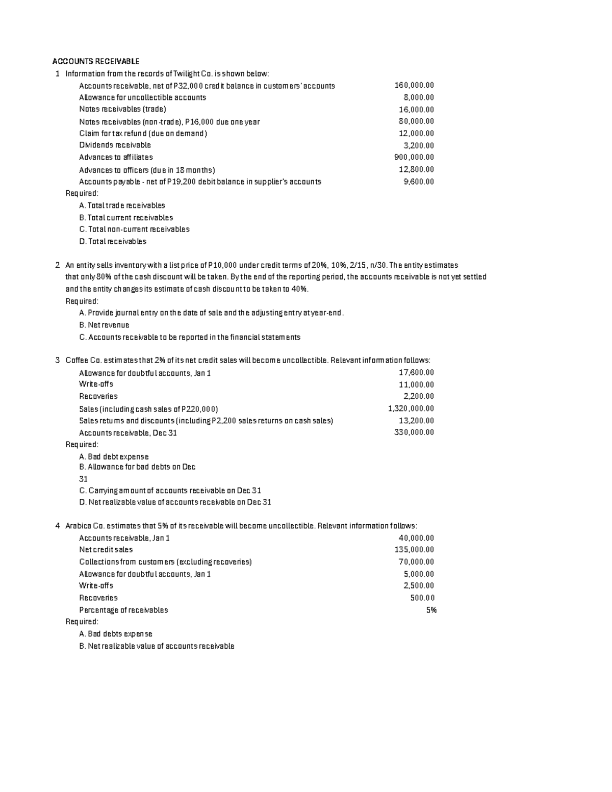 ACC 101 Final Exam: Accounts Receivable Analysis and Calculations - Studocu