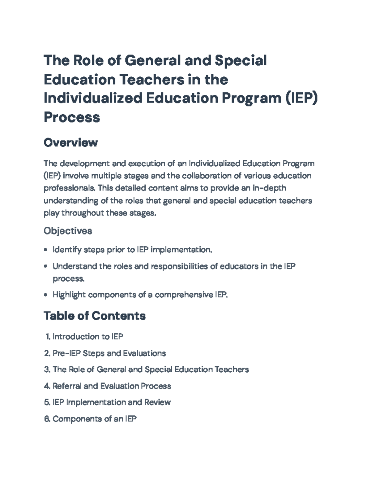The Role of General and Special Ed Teachers in the IEP Process - The ...