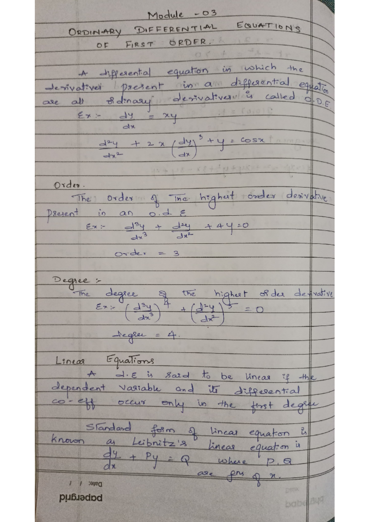 Module 03: Ordinary Differential Equations - First Order Insights and ...