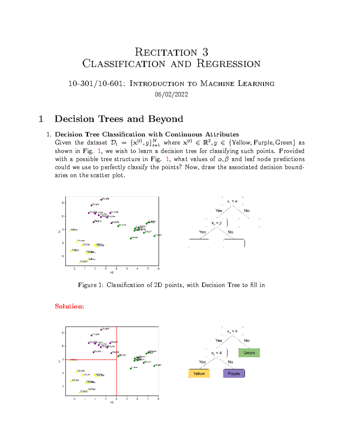 Classification and Regression - Recitation 3 Classification and ...