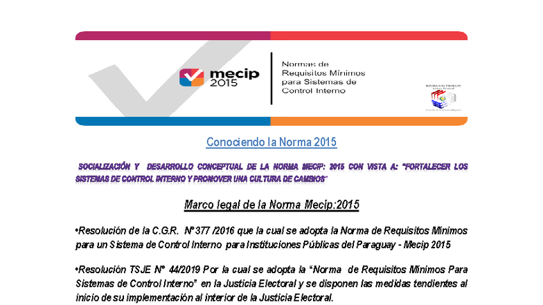 Conociendo la Norma MECIP 2015: Marco Legal y Evaluación del Control ...