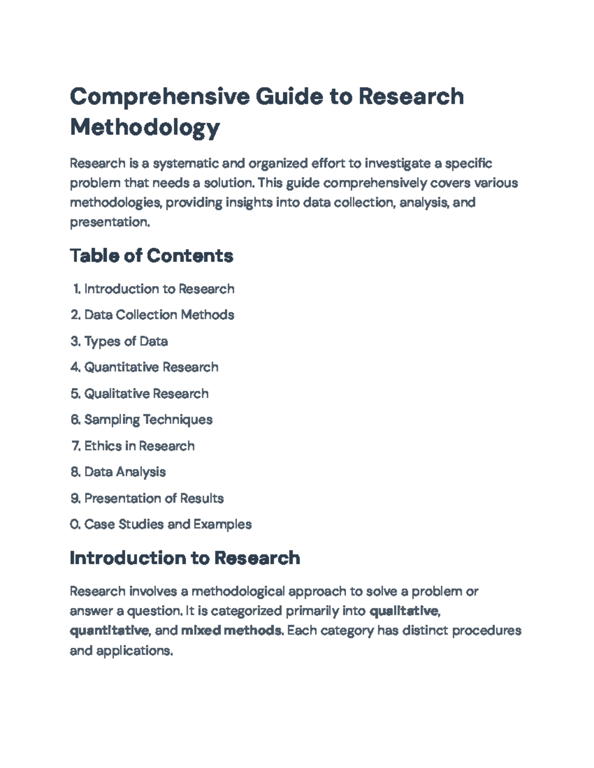 Comprehensive Research Methodology Guide for Data Collection & Analysis ...