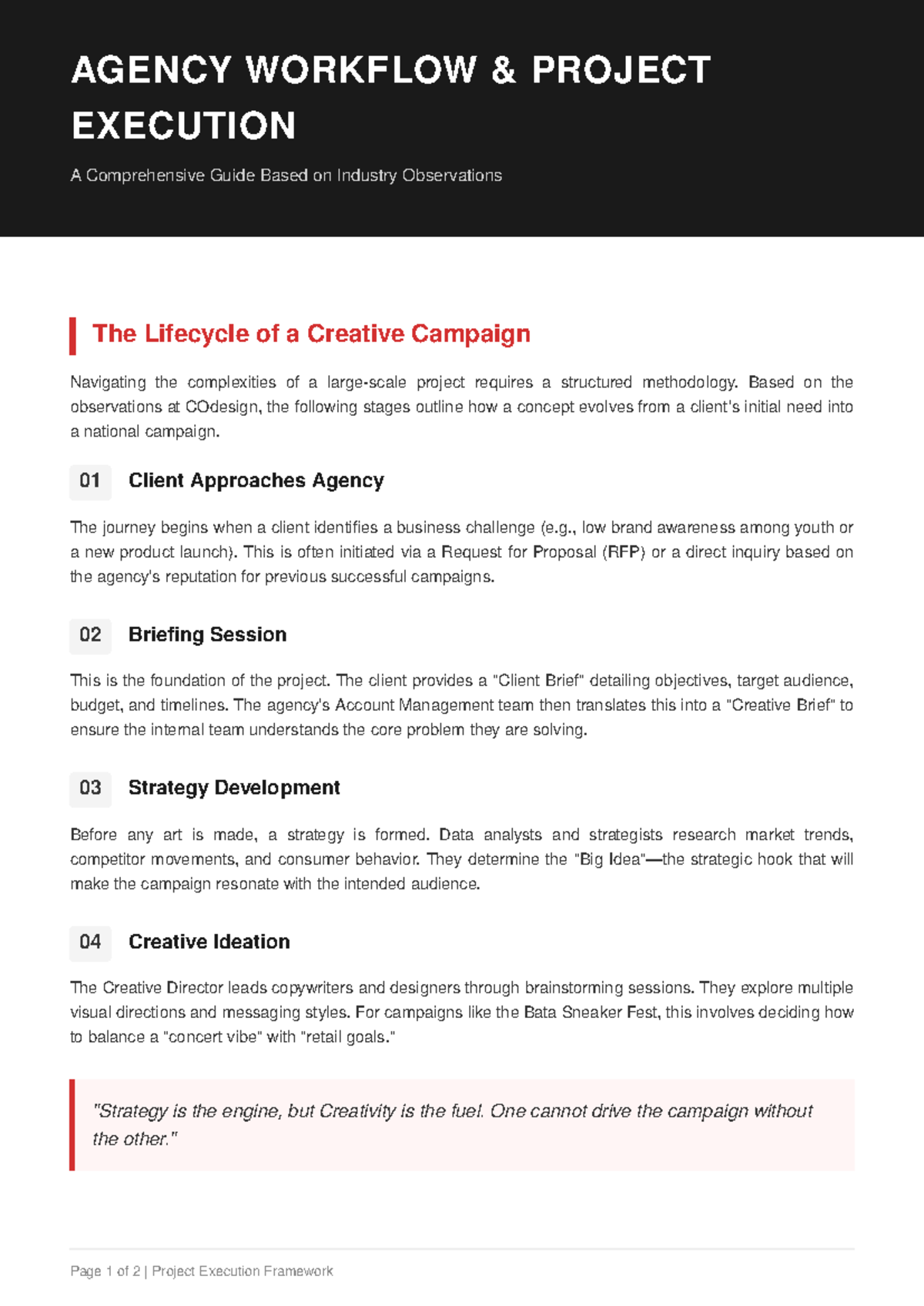 AGENCY WORKFLOW PROJECT EXECUTION: A Guide to Creative Campaigns - Studocu