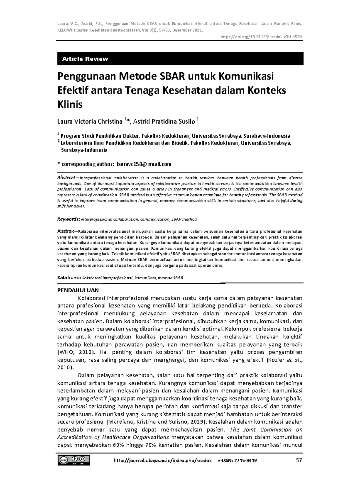 Penggunaan Metode SBAR untuk Komunikasi Efektif Tenaga Kesehatan - Studocu