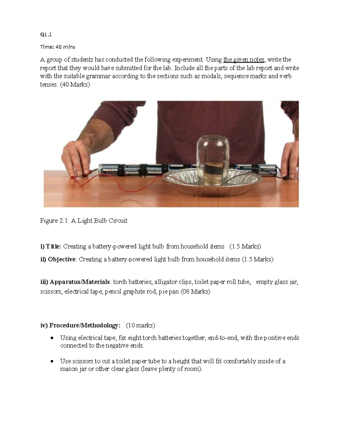 Midterm Lab Report: Creating Light Bulb & Bubbling Lamp Experiments (Q1 ...