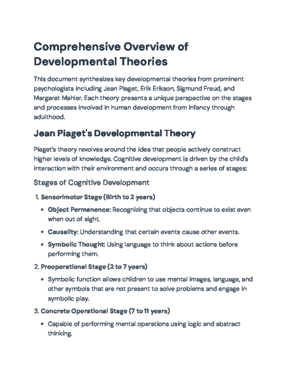 Comprehensive Overview of Developmental Theories in Psychology ...