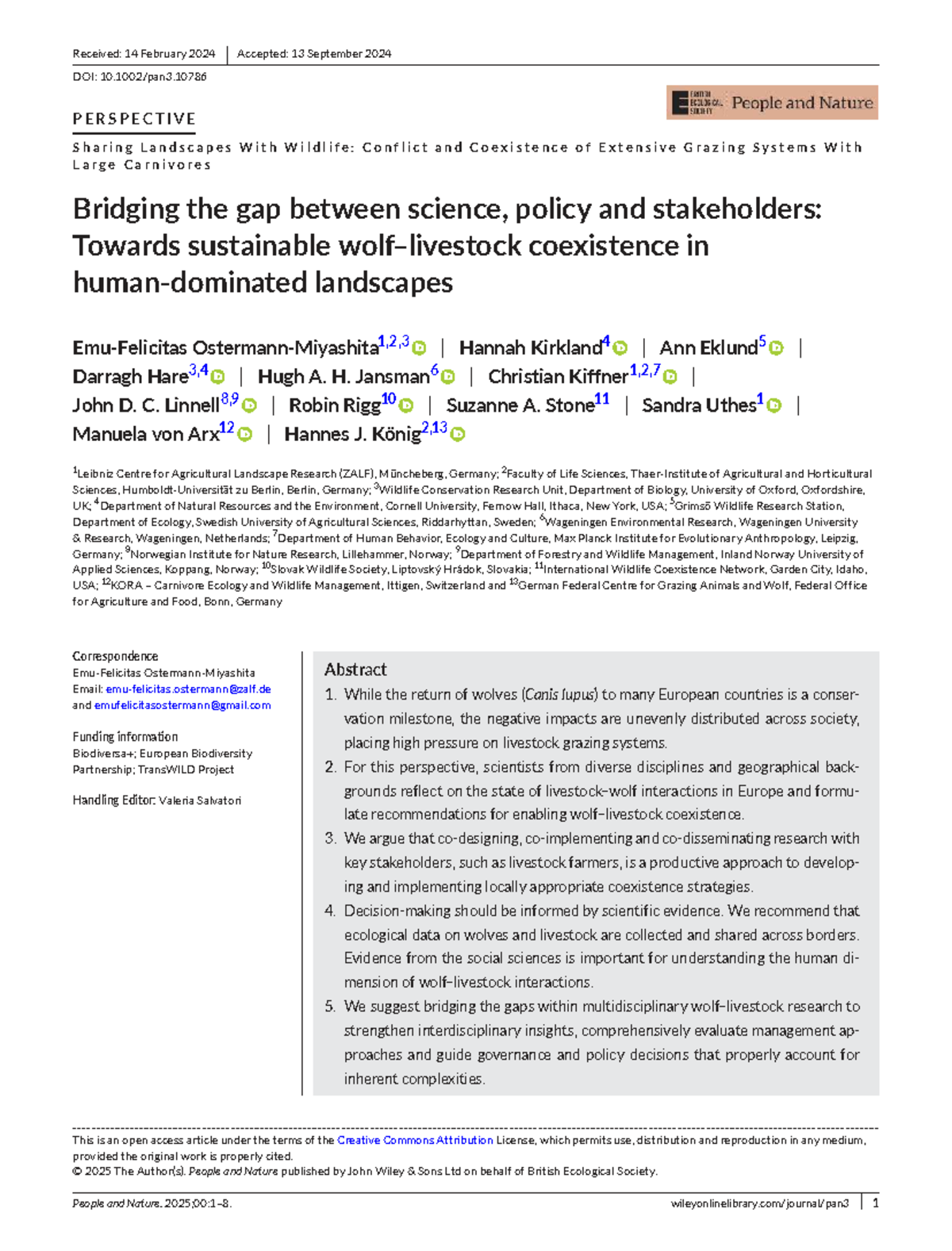 Sustainable Coexistence of Grazing Systems and Wolves: A PERSPECTIVE ...