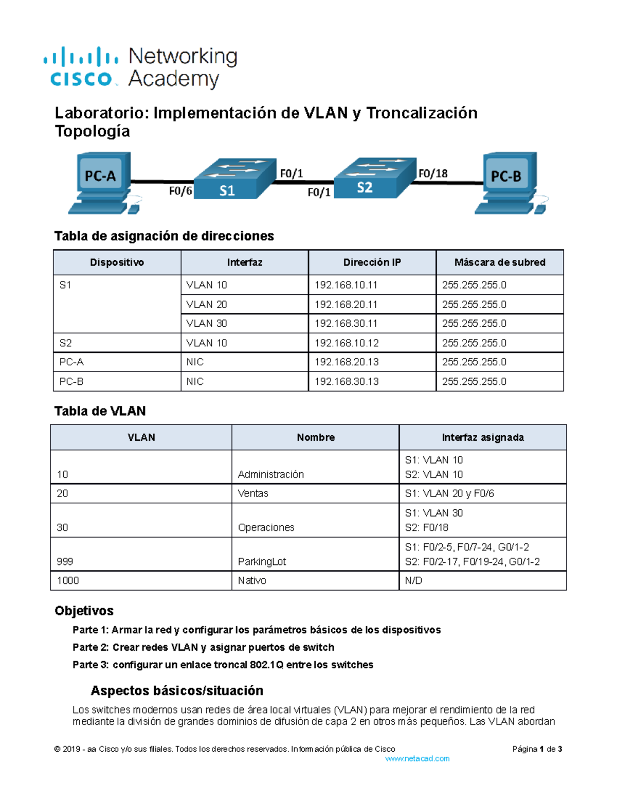 3.6.2 Lab - Implement VLANs and Trunking - Laboratorio: Implementación ...