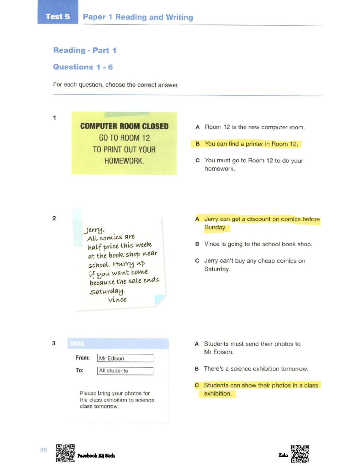 Test 5 KET - Reading and Writing Practice Questions - Studocu
