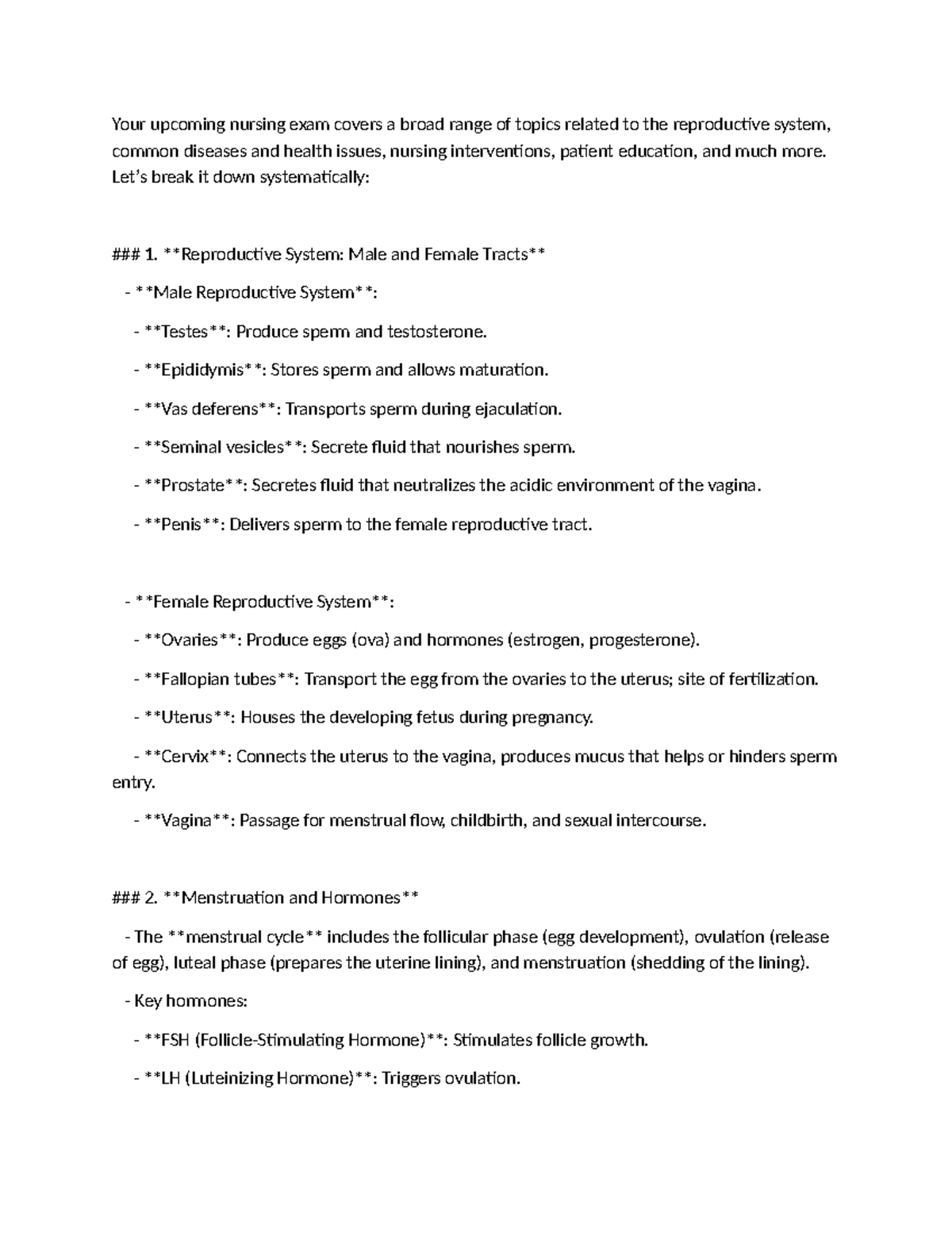 NUR 301 Final exam study guide: Reproductive health and nursing ...