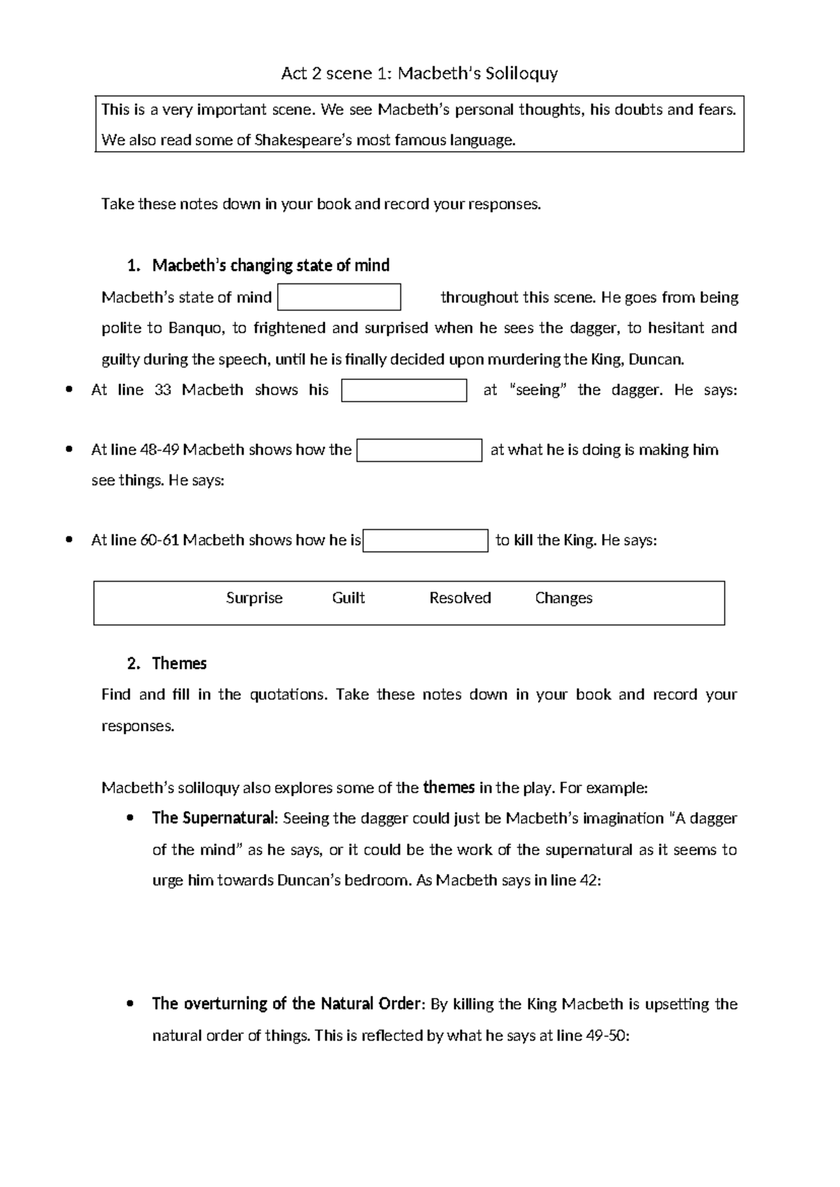 Act 2, Scene 1: Macbeth's Soliloquy Analysis (YASS 10.2.20) - Studocu