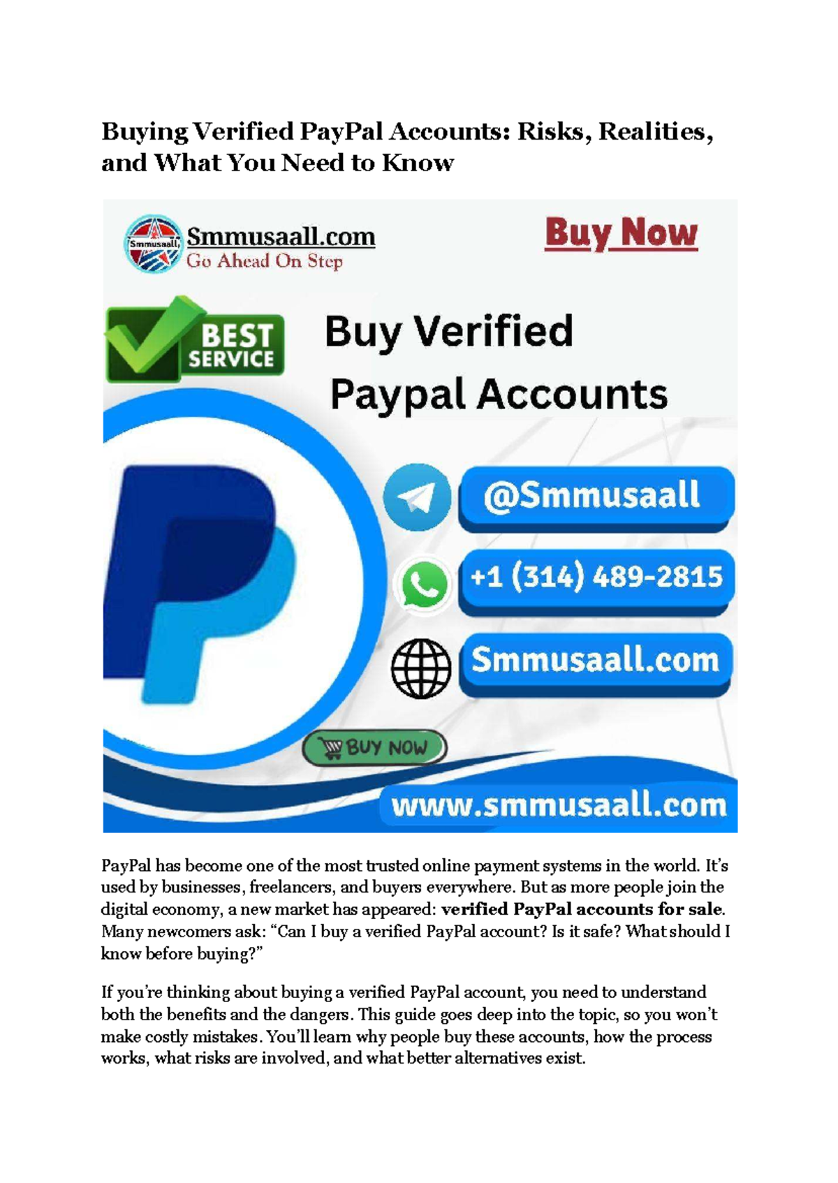 Buying Verified PayPal Accounts: Risks and Realities Explained - Studocu