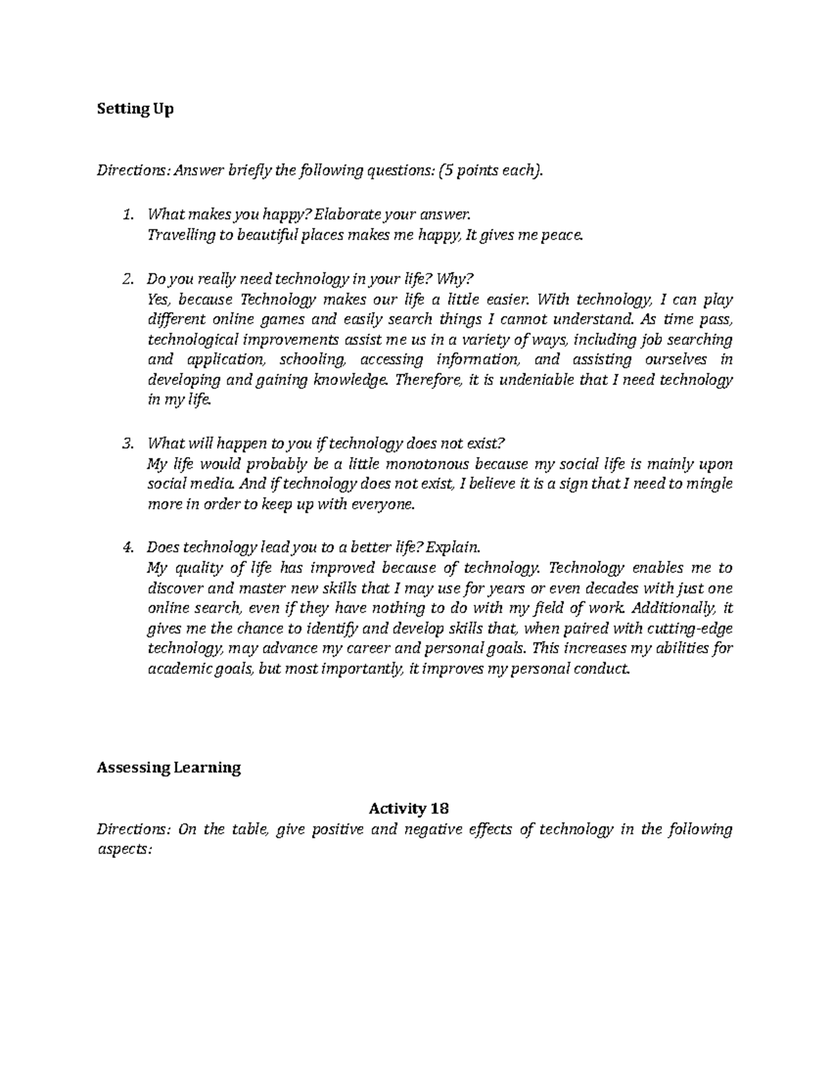 GE 7 UNIT 7 - Technology's Impact: Activities with Answers and Insights ...