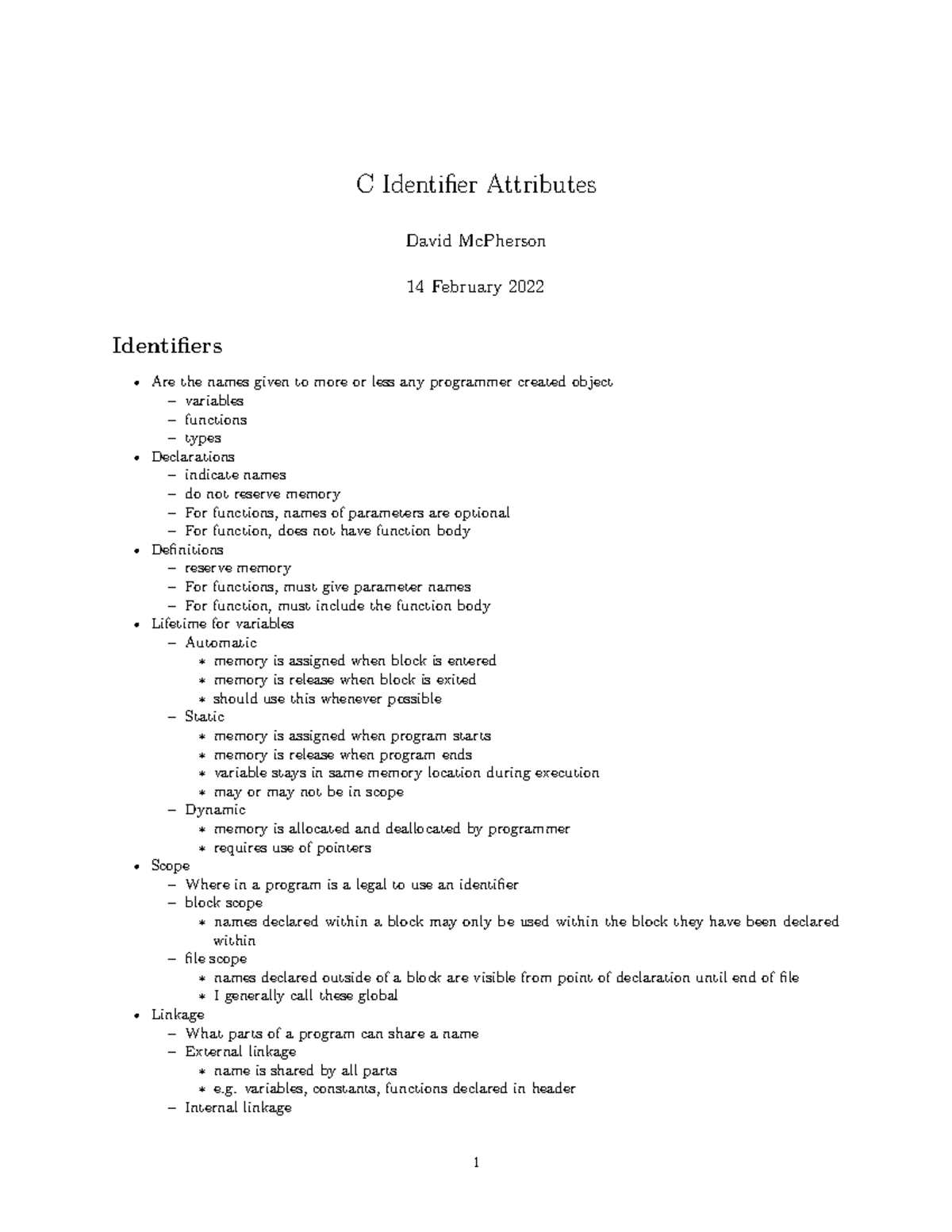 T09 C Identifier Attributes - C Identifier Attributes David McPherson ...