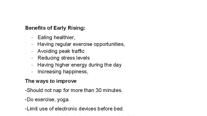 Benefits of Early Rising Waking up early offers numerous adv ...