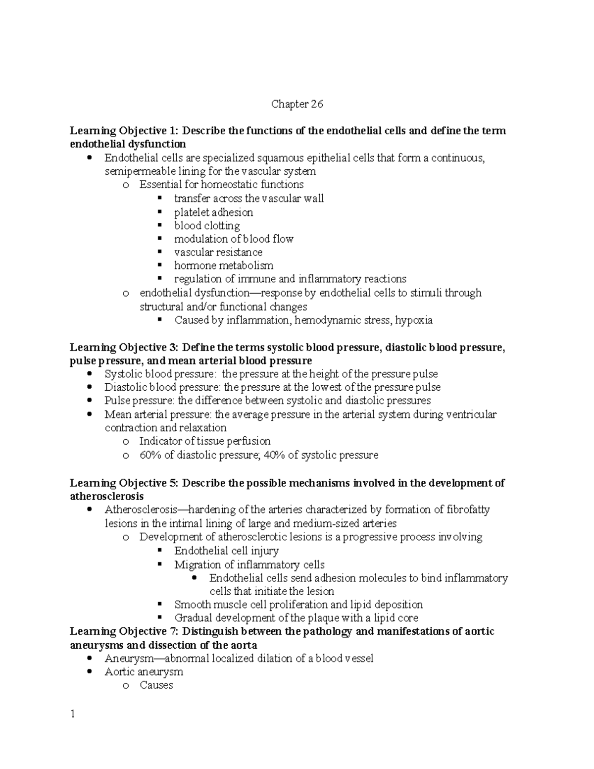 Ch 26 Endothelial Dysfunction and Related Vascular Pathologies - Studocu