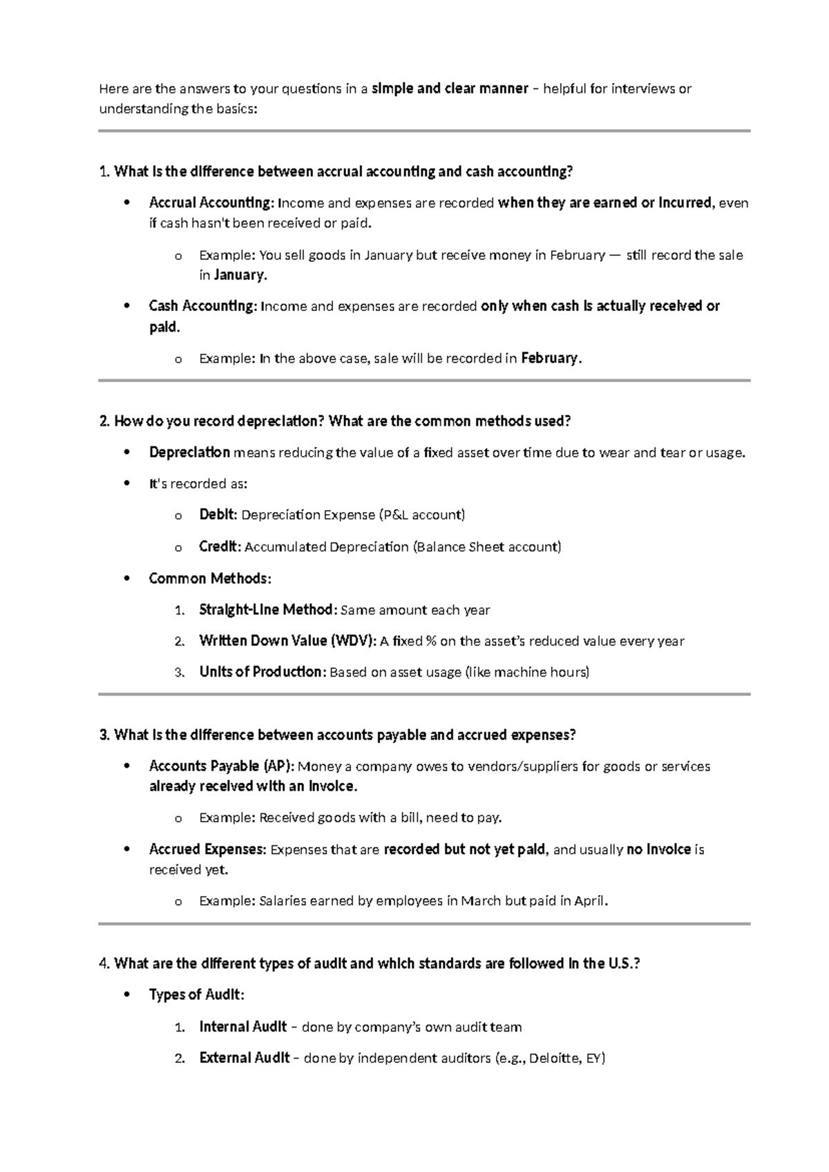 Technical Questions for Accounting and Auditing Concepts - Studocu