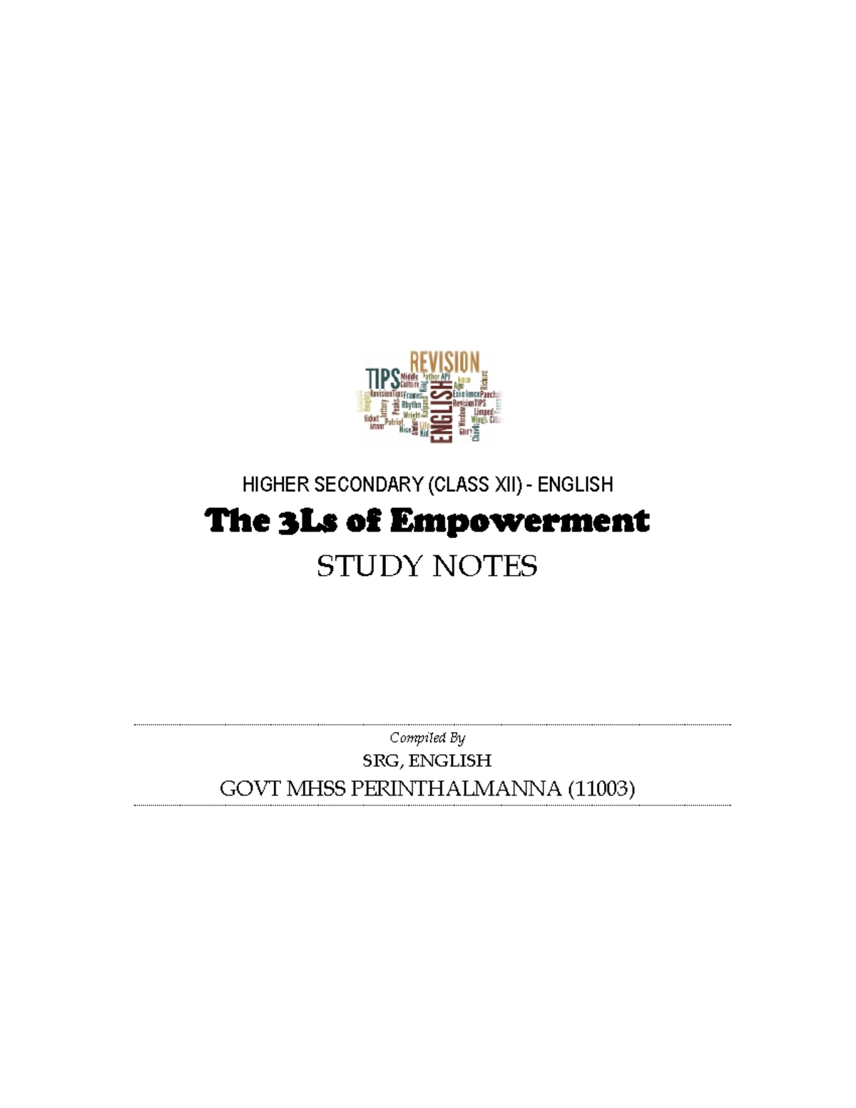 3Ls of Women Empowerment: Study Notes for Class XII English - Studocu