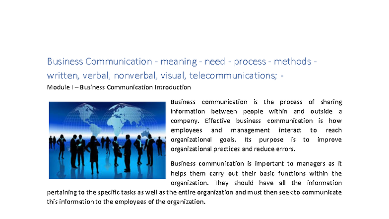 Business Communication: Module I Overview and Key Concepts - Studocu