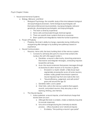 Psychology 111 Notes - Psych 111 Reading Notes Chapter 1 Definition of ...