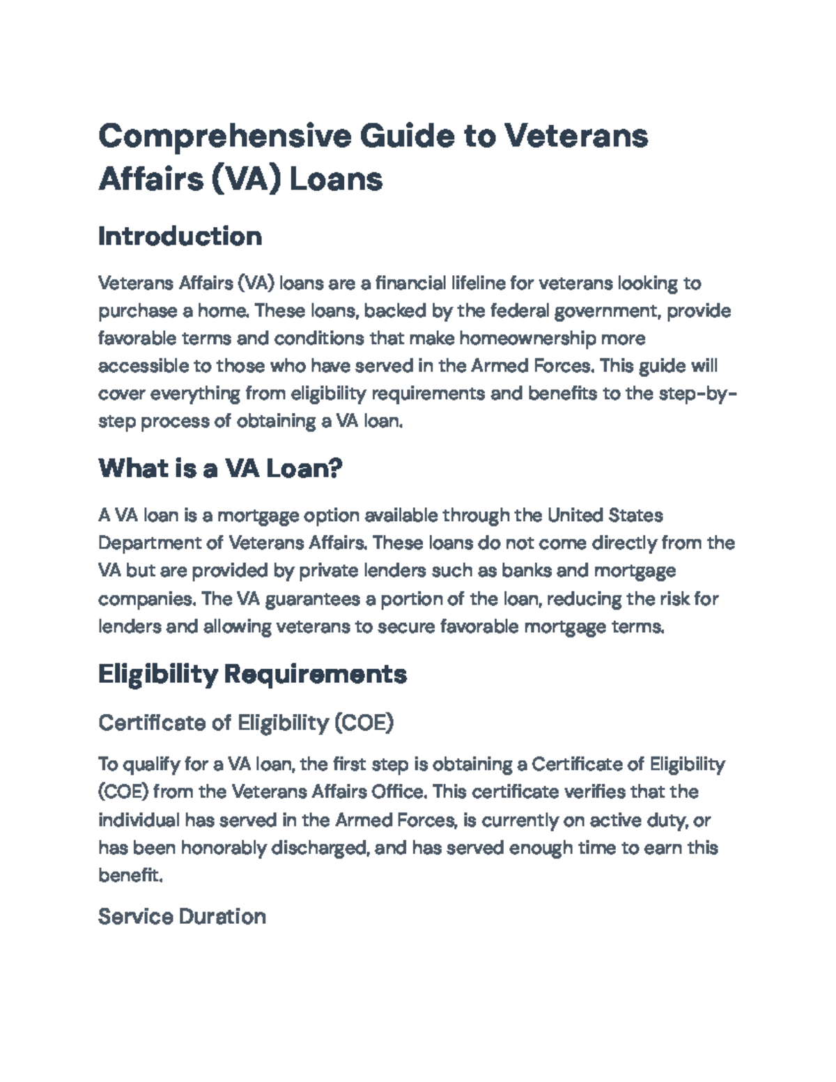 Comprehensive Guide to VA Loans for Veterans: Eligibility & Process ...