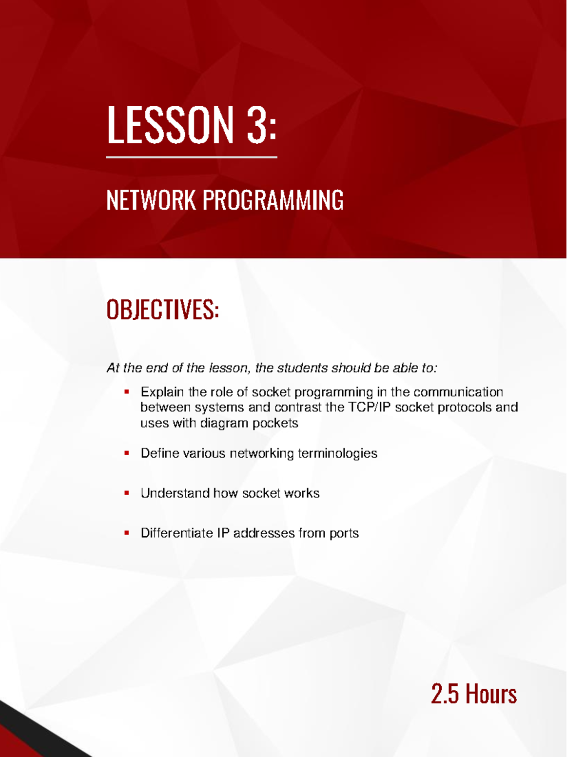 Unit1 Lesson 3: Introduction to Network Programming Concepts - Studocu