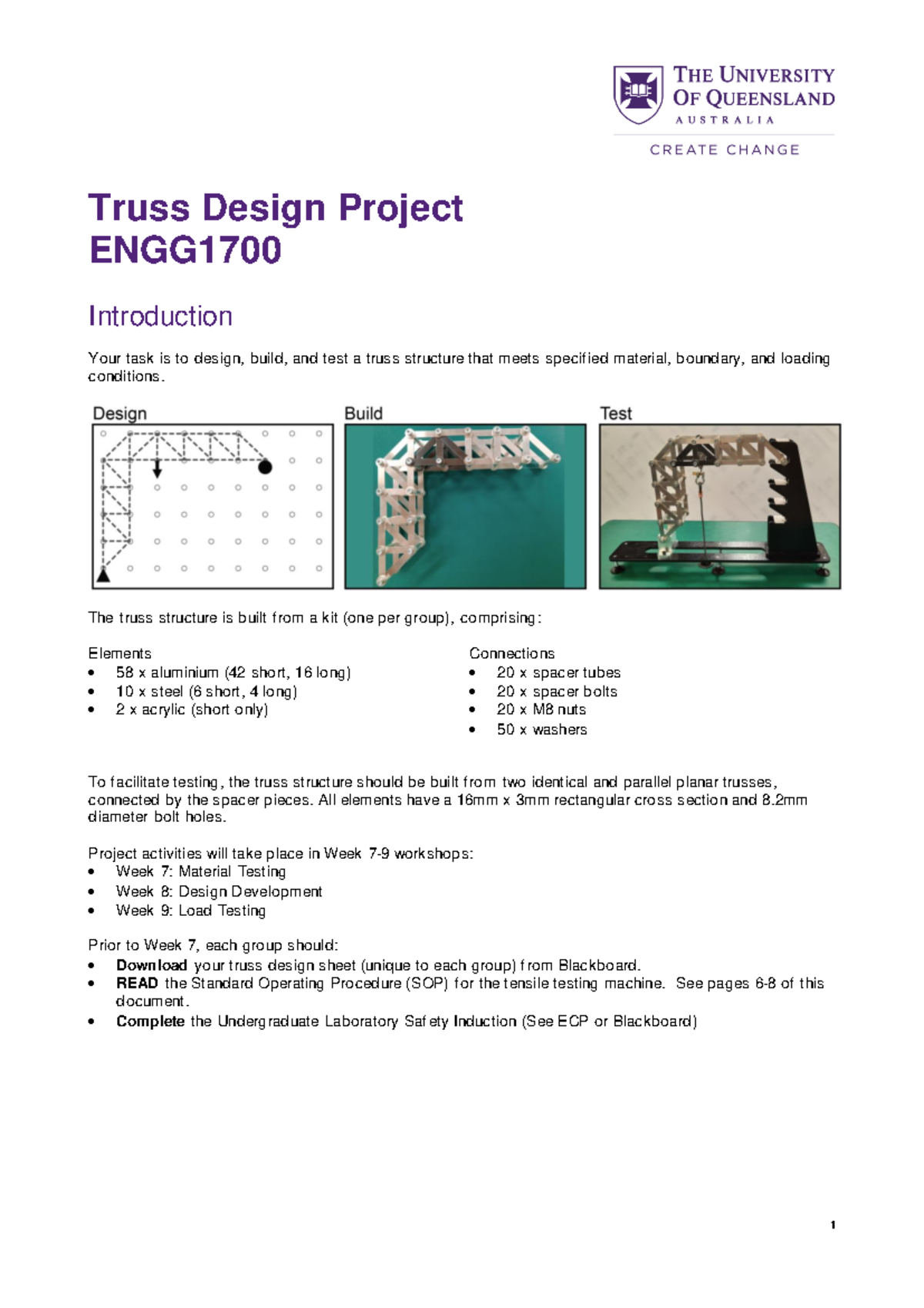 ENGG1700 Truss Design Project Brief - 2024 Sem 2 - Studocu