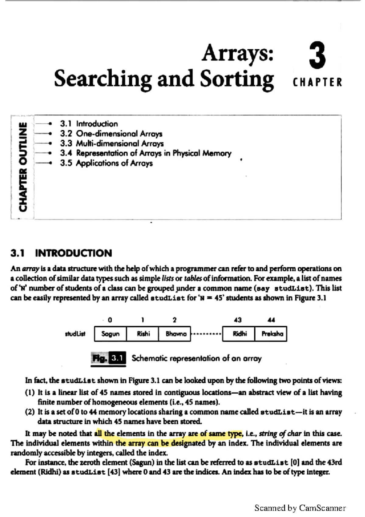 Arrays: Searching and Sorting - Chapter 3.1 Overview - Studocu