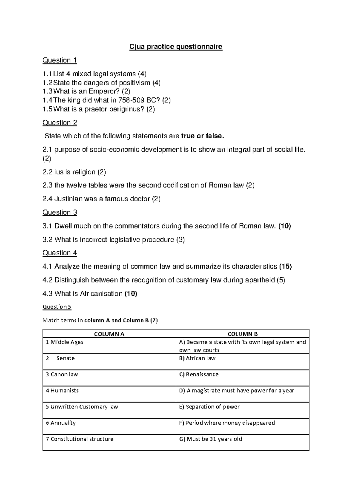 Cjua011 Practice Questionnaire for Exam Preparation - Studocu