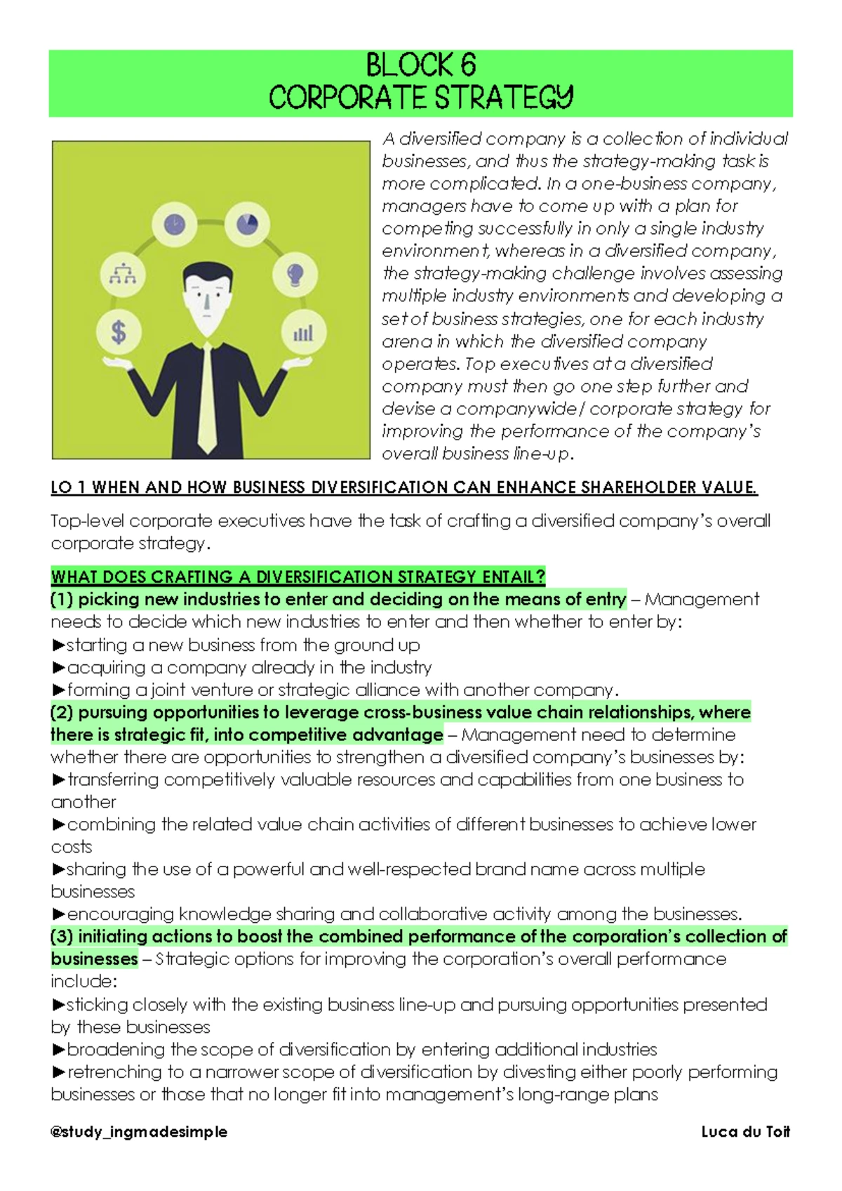 EXAM Notes OBS 310 - Business Management Strategy Summary - Studocu