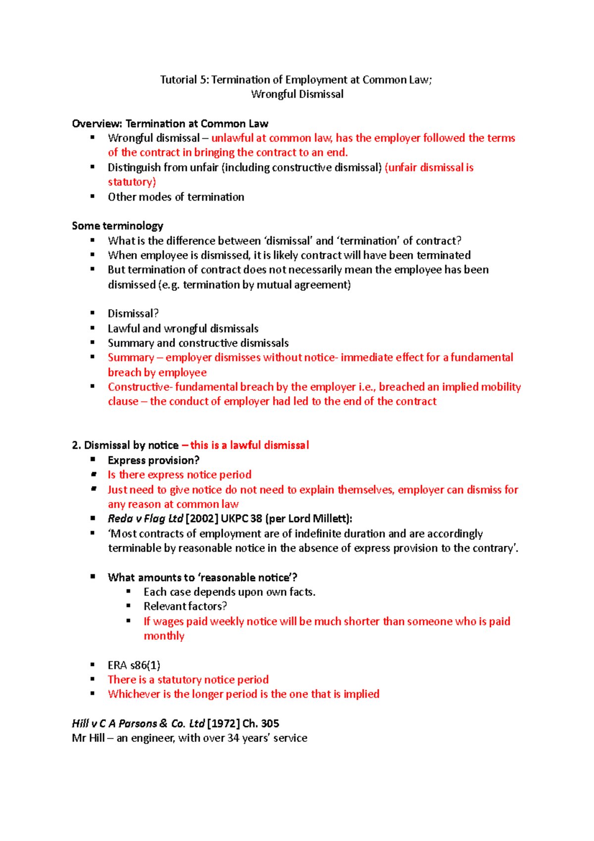 L14- Termination of employment at common law- wrongful dismissal ...
