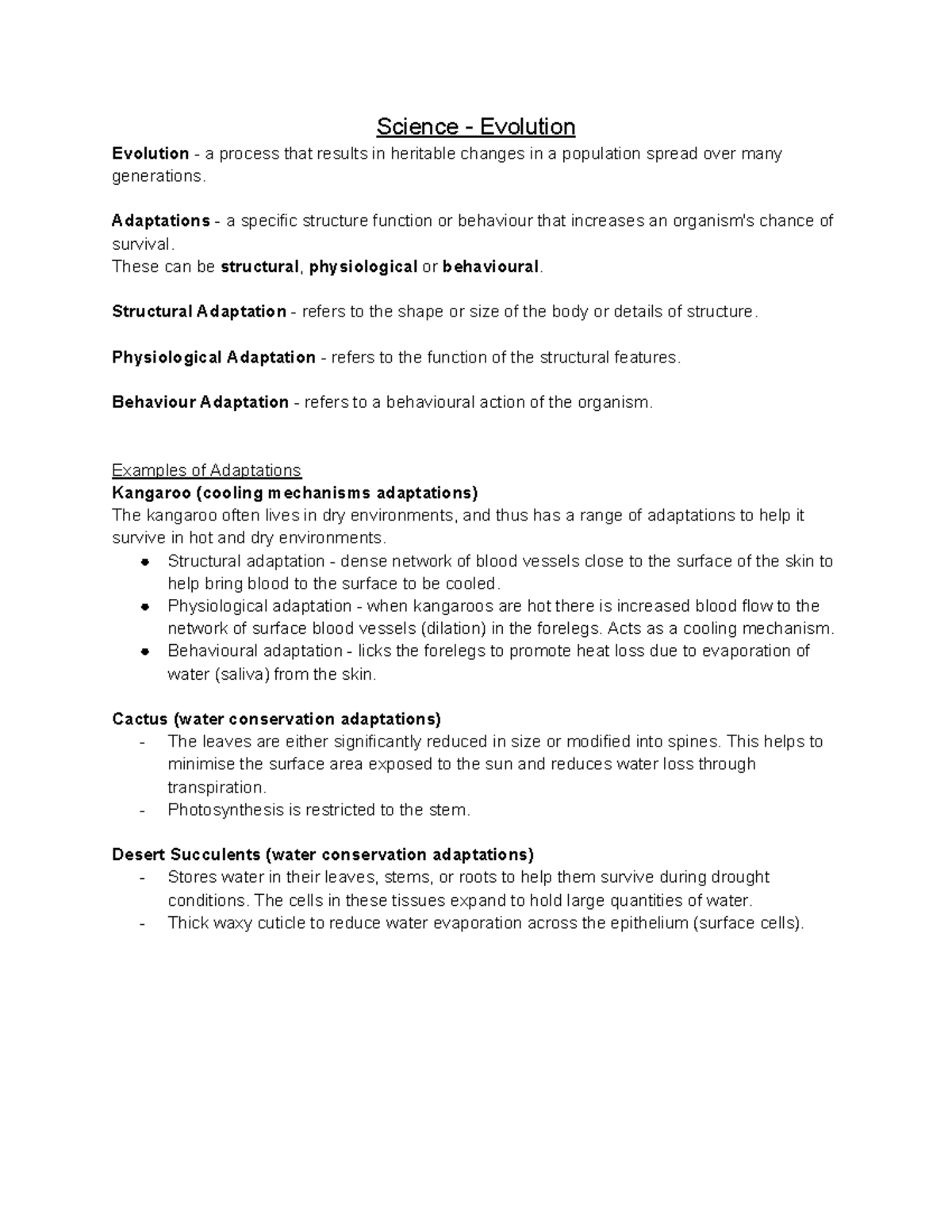 Form IV Yearlies Science - Evolution - Science - Evolution Evolution ...