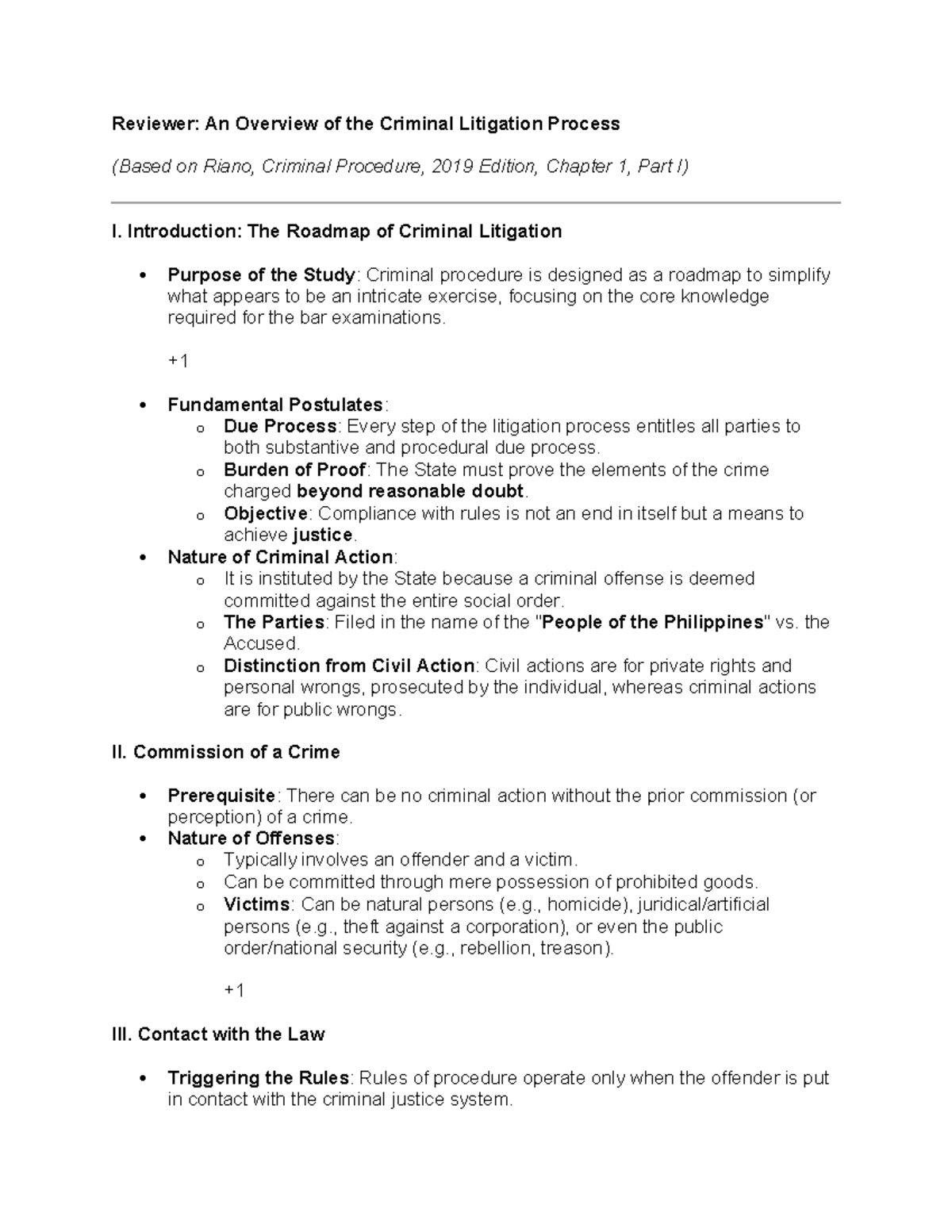 Crimpro 101: Overview of the Criminal Litigation Process (Riano, 2019 ...