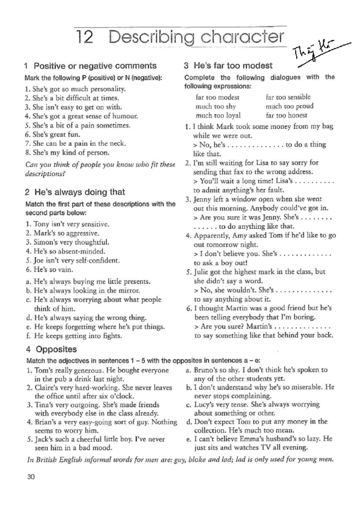 Describing Characteristics: Positive & Negative Traits Analysis - Studocu