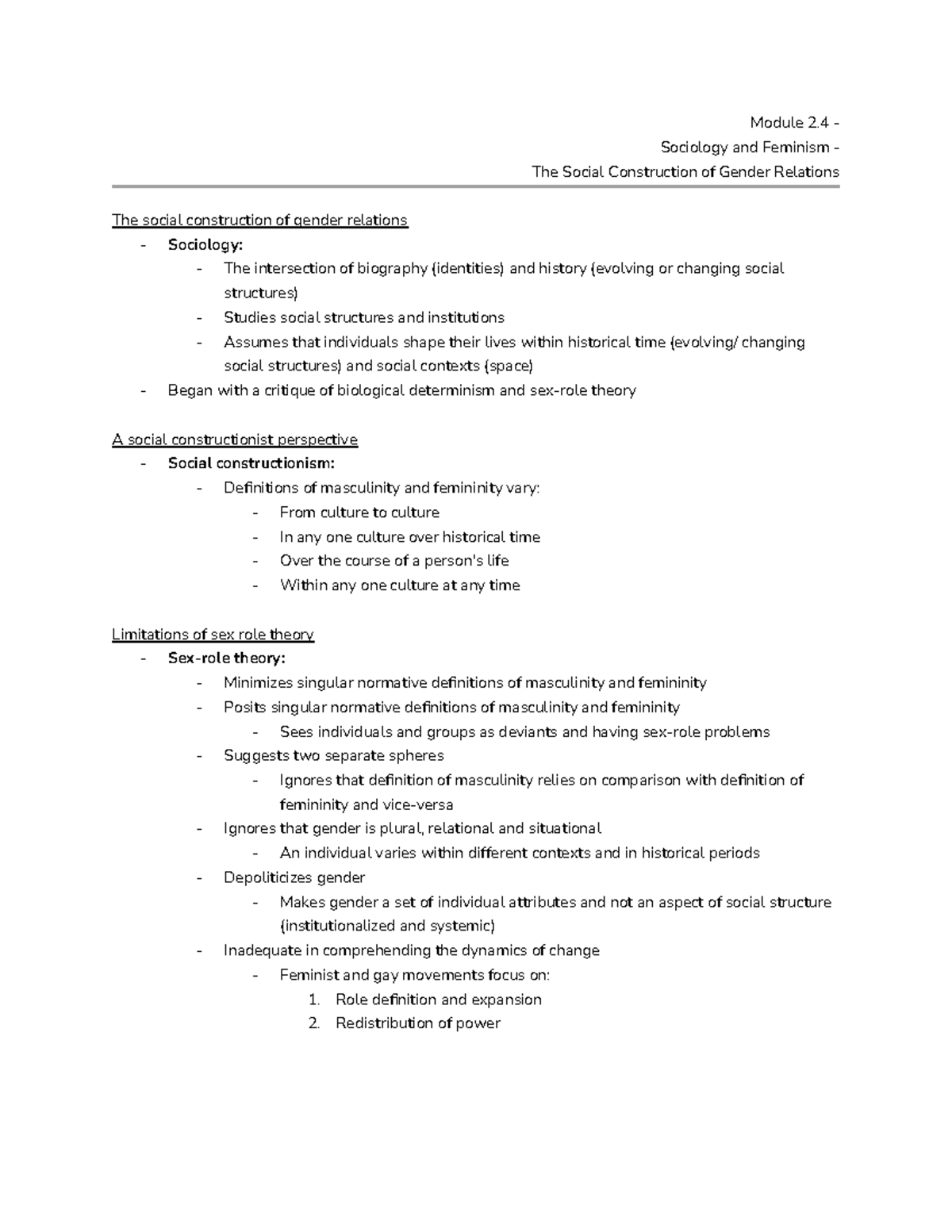 Module 2.4 - Sociology and Feminism - The Social Construction of Gender ...