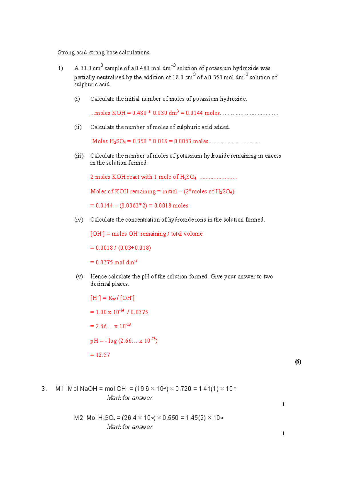 13A Strong acid strong base ppqs ans - Strong acid-strong base ...