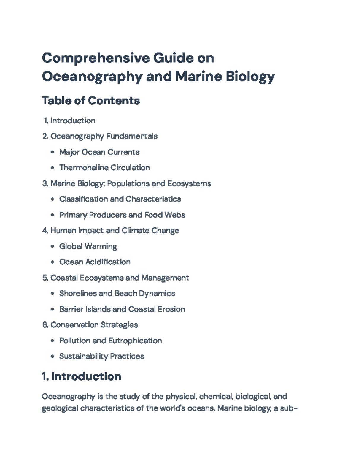 Comprehensive Overview of Oceanography & Marine Biology Concepts - Comprehensive Guide on - Studocu