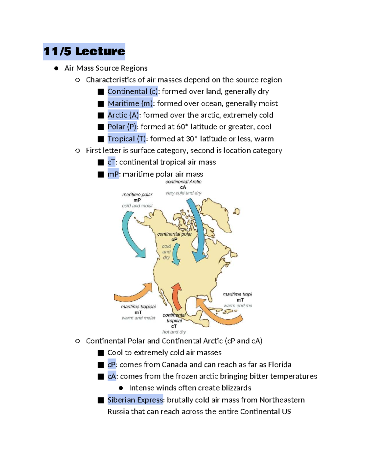 AOSC200 Lecture Notes: Air Masses, Thunderstorms, and Climate Change ...