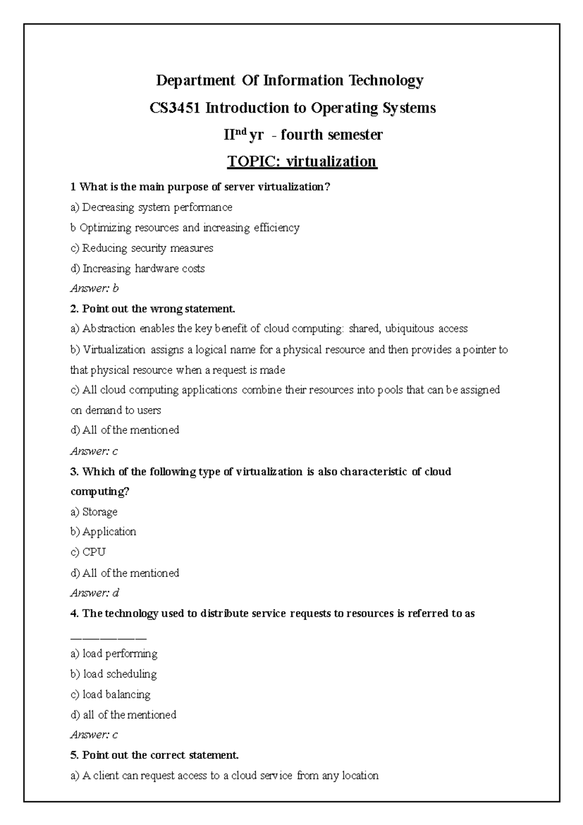 CS3451 Final Exam Notes: Virtualization in Operating Systems - Studocu