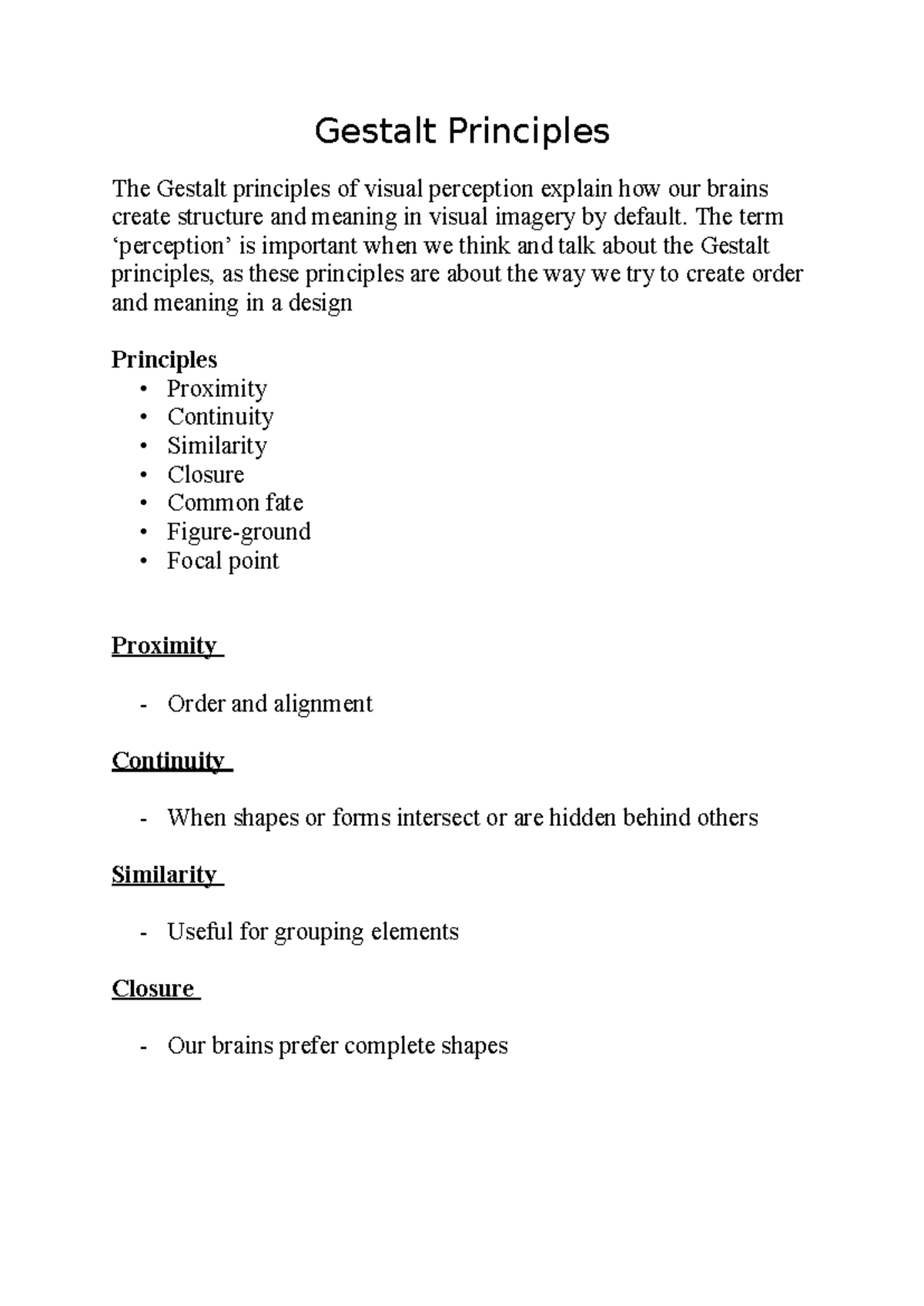 Gestalt Principles of Visual Perception Explained - Studocu