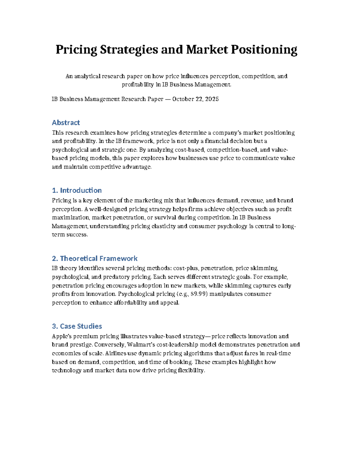 IB Business Management Research Paper: Pricing Strategies & Market ...