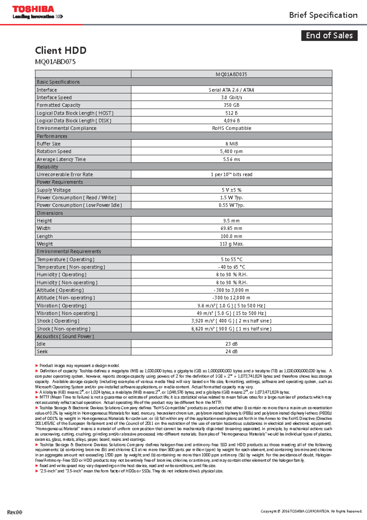 C HDD-MQ01ABD075 - End of Sales Specifications and Performance - Studocu